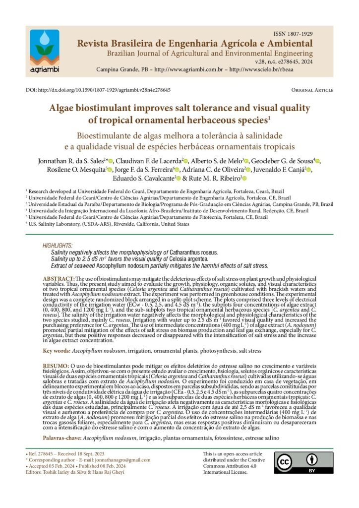 thumbnail of Algae biostimulant improves salt tolerance and visual quality of tropical ornamental herbaceous species