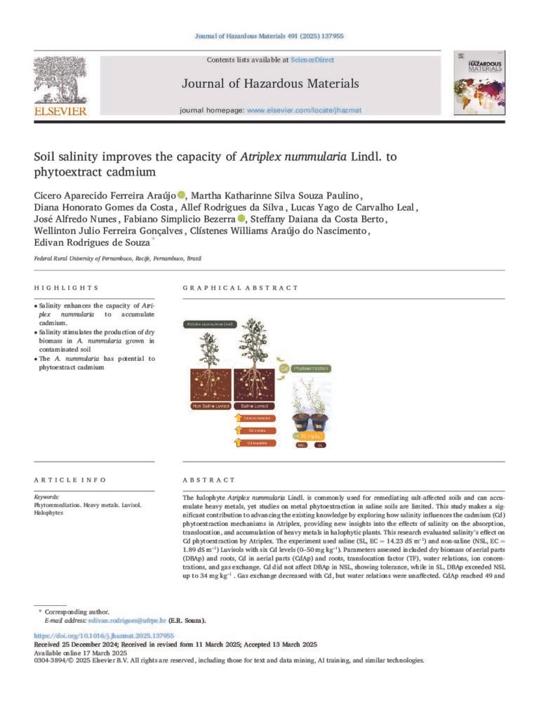 thumbnail of Soil salinity improves the capacity of Atriplex nummularia Lindl.