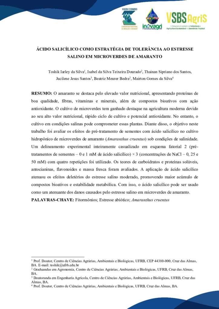 thumbnail of ÁCIDO SALICÍLICO COMO ESTRATÉGIA DE TOLERÂNCIA AO ESTRESSE