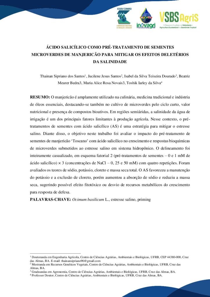 thumbnail of ÁCIDO SALICÍLICO COMO PRÉ-TRATAMENTO DE SEMENTES