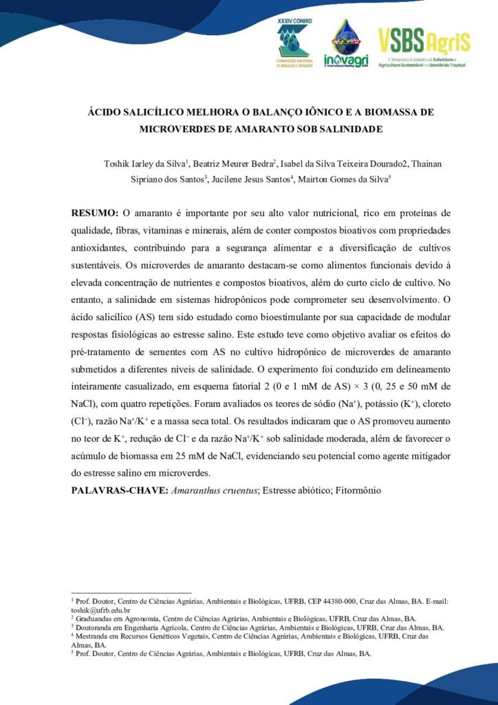 thumbnail of ÁCIDO SALICÍLICO MELHORA O BALANÇO IÔNICO E A BIOMASSA DE