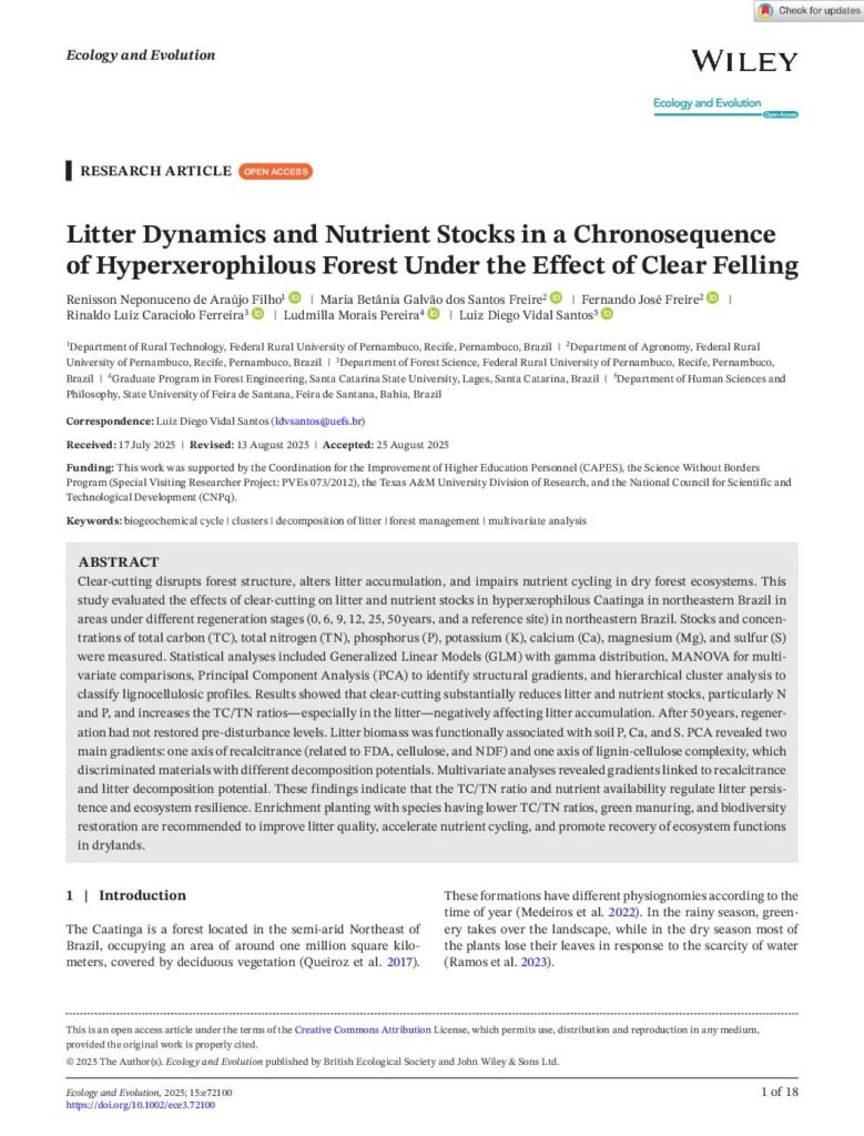 thumbnail of Litter Dynamics and Nutrient Stocks in a Chronosequence