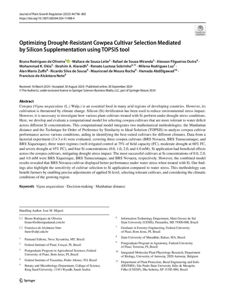 thumbnail of Optimizing Drought‑Resistant Cowpea Cultivar Selection Mediated