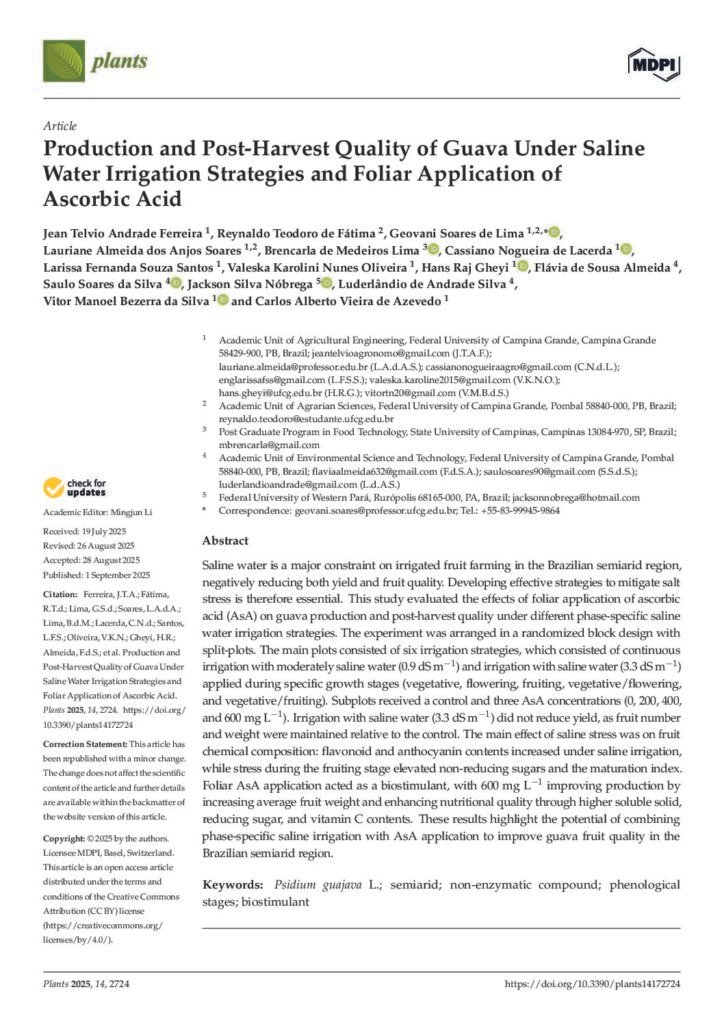 thumbnail of Production and Post-Harvest Quality of Guava Under Saline
