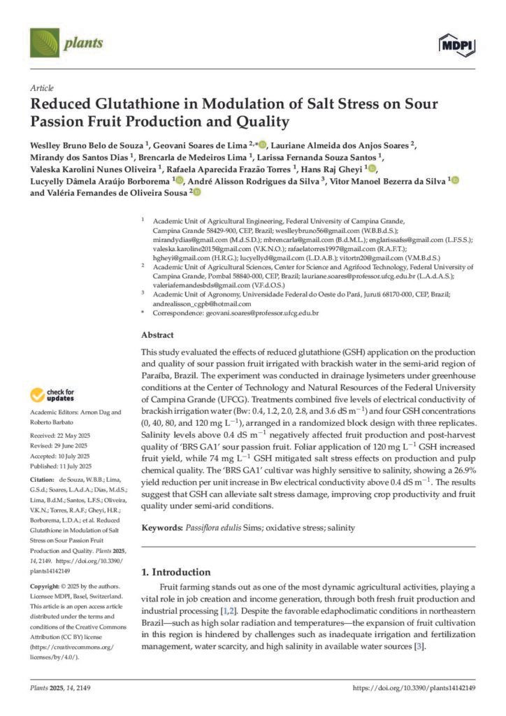 thumbnail of Reduced Glutathione in Modulation of Salt Stress on Sour