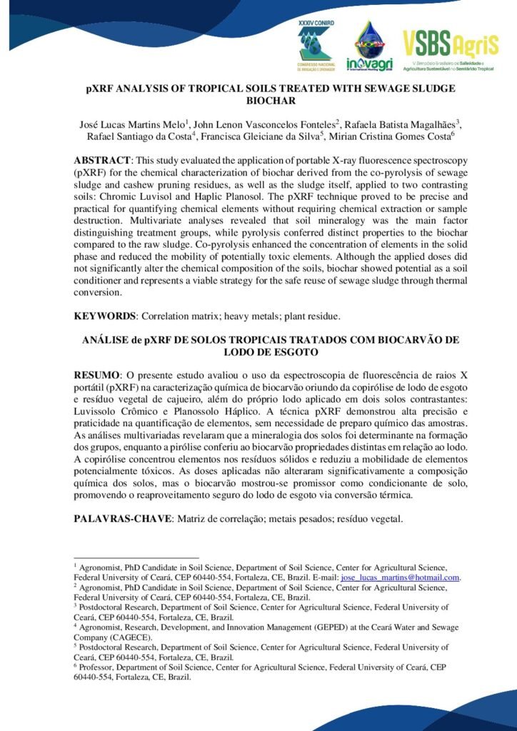 thumbnail of pXRF ANALYSIS OF TROPICAL SOILS TREATED WITH SEWAGE SLUDGE