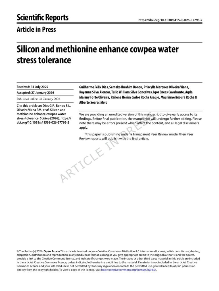 thumbnail of Silicon and methionine enhance cowpea water