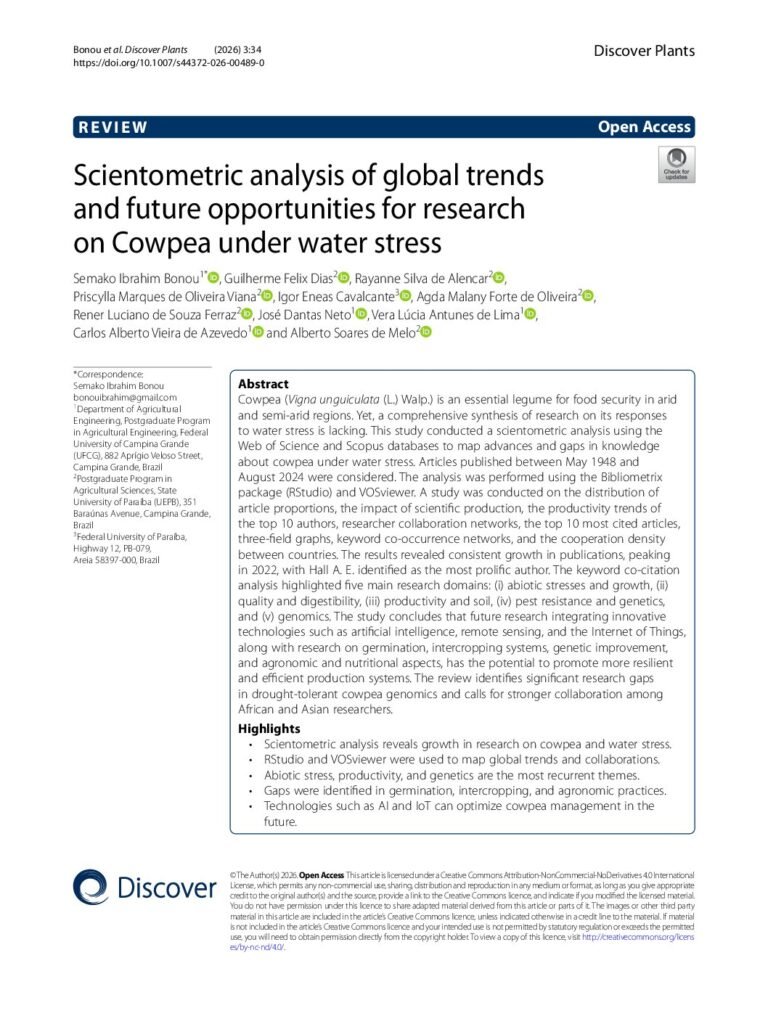thumbnail of Análise cientifométrica de tendências globais e oportunidades futuras para pesquisa sobre o estresse subaquático do feijão-caupi